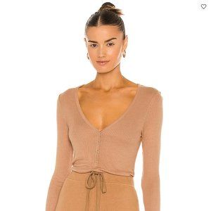 Enza Costa - Silk Rib Long Sleeve Henley in Pecan - Size S Small